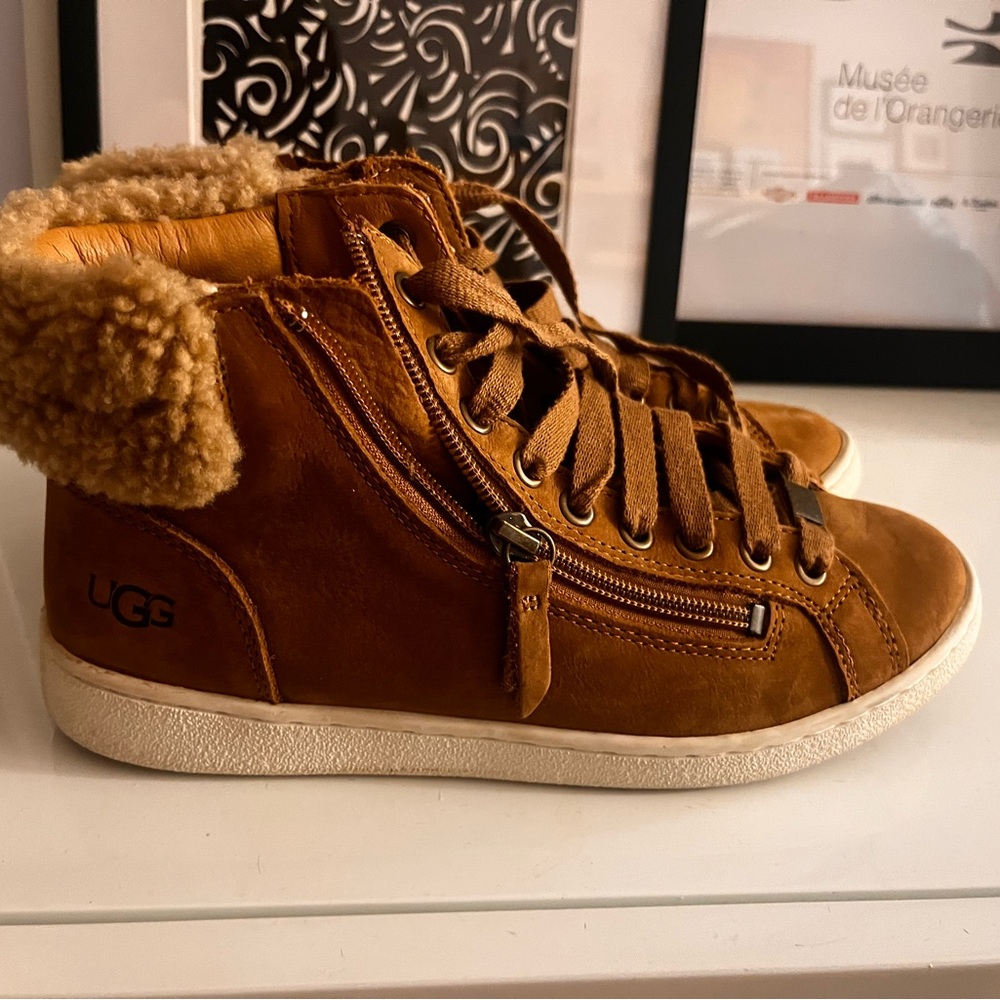 UGG Tan High-Top Sneakers with Cozy Lining